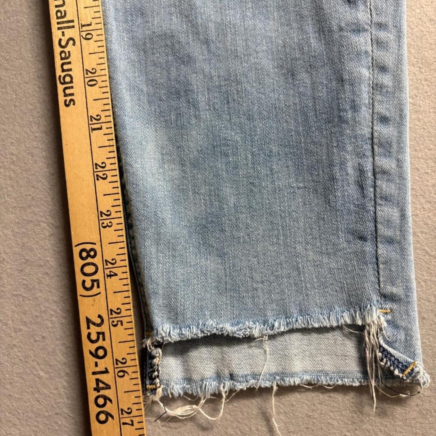 H&M Divided Patchwork Jeans Womens Size 6 Blue Distressed Raw Hem Crop Straight