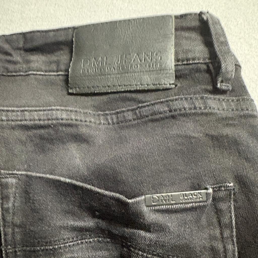 DML Jeans Mens 30x30 Black Moto Biker Denim Slim Straight Leg Pants