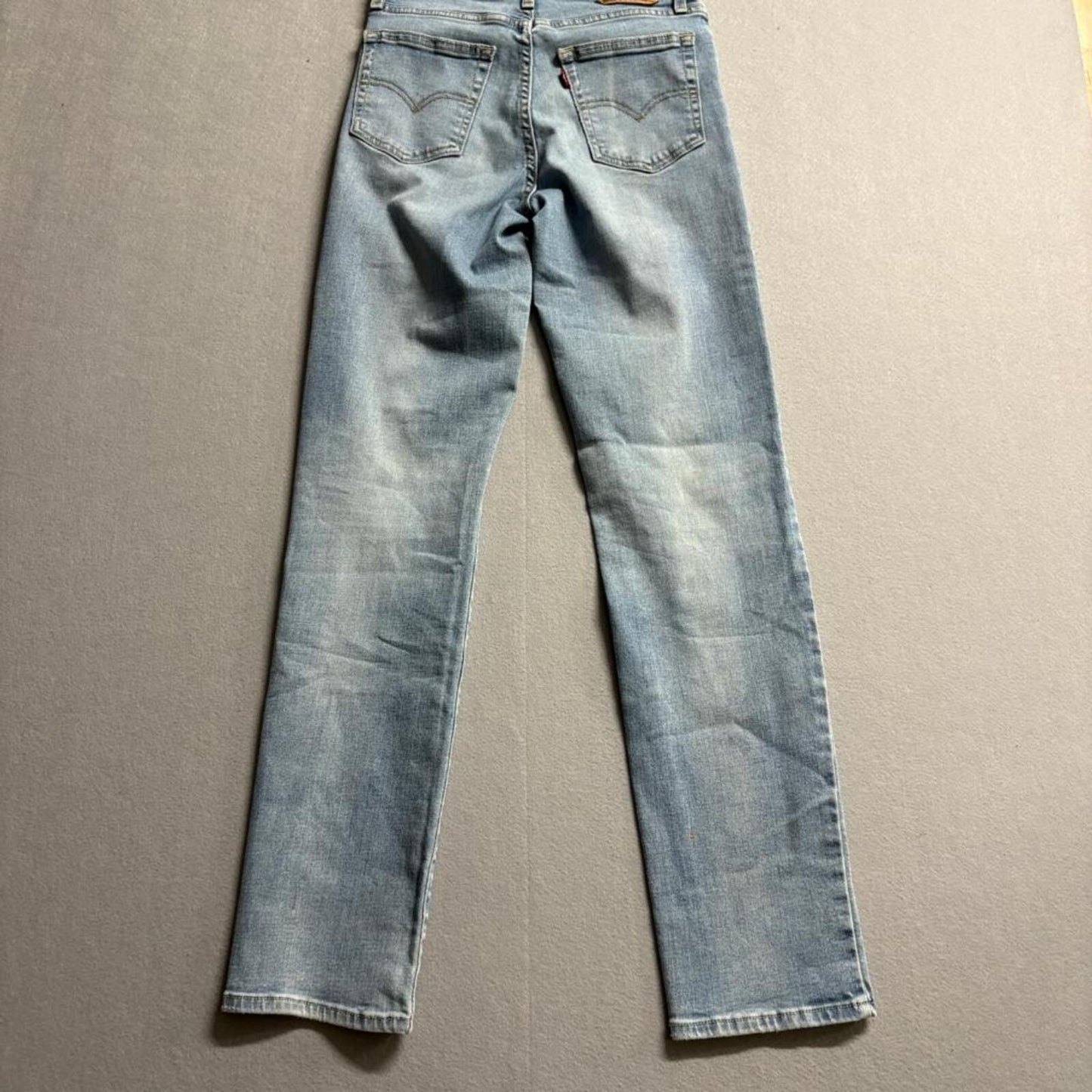 Levi's 724 High Rise Straight Jeans Womens 27x32 Distressed Ripped Light Wash
