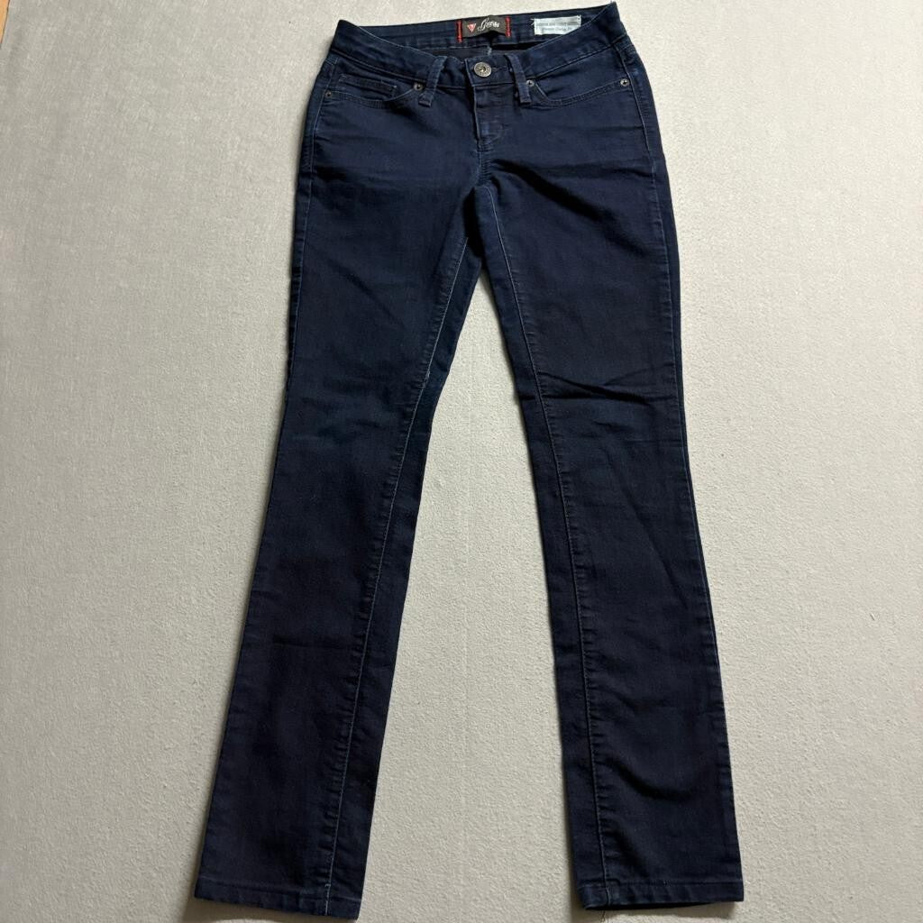 Guess Sienna Curvy Fit Jeans Womens 25 Dark Wash Medium Rise Skinny Denim