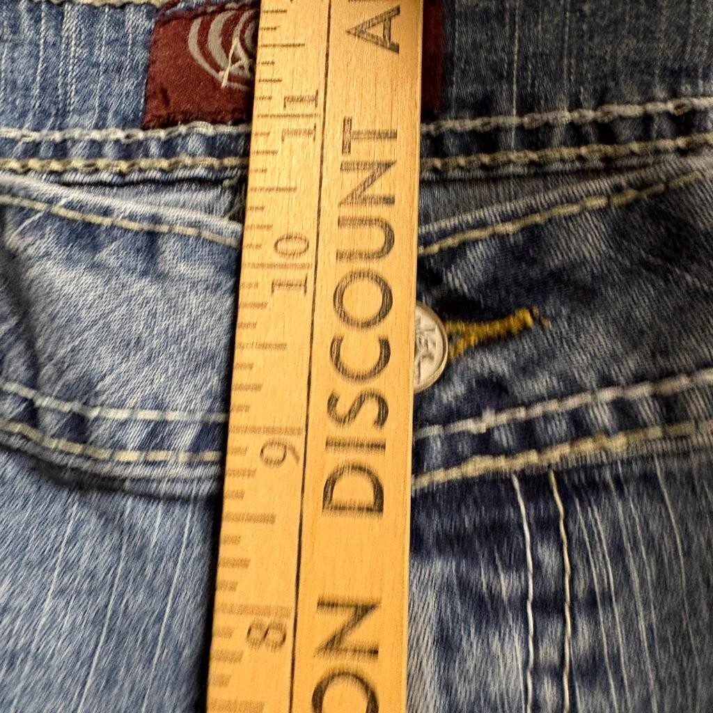 Angels Jeans Womens 16 Blue Denim Capri Crop Stretch Flap Pocket Mid Rise