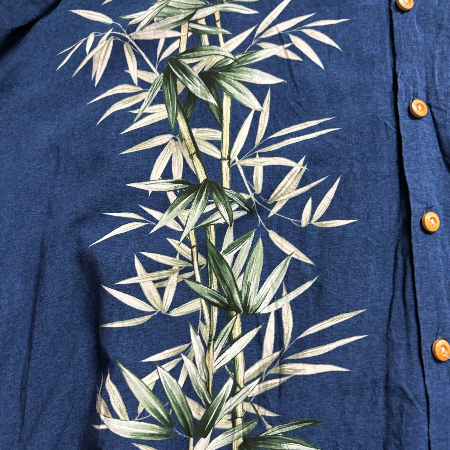 Paradise Found Hawaiian Aloha Shirt 4XL Fits Like 4XL Blue Bamboo Rayon Camp Mad