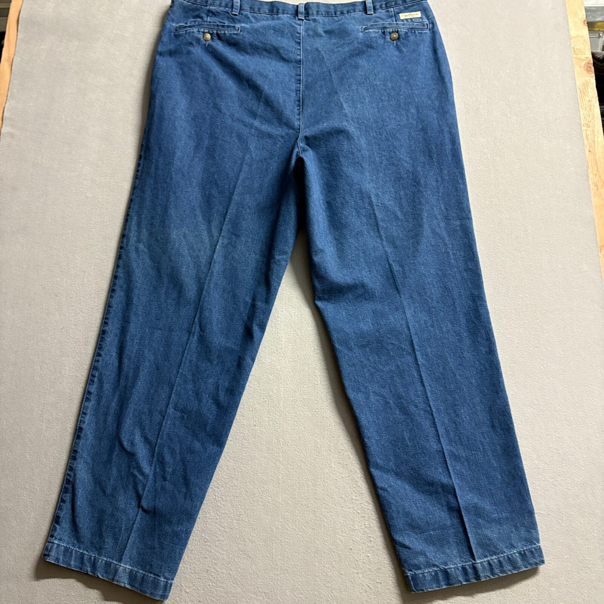 The Original Khaki Co Mens Pleated Blue Denim Pants Jeans 40x31 Relaxed Fit