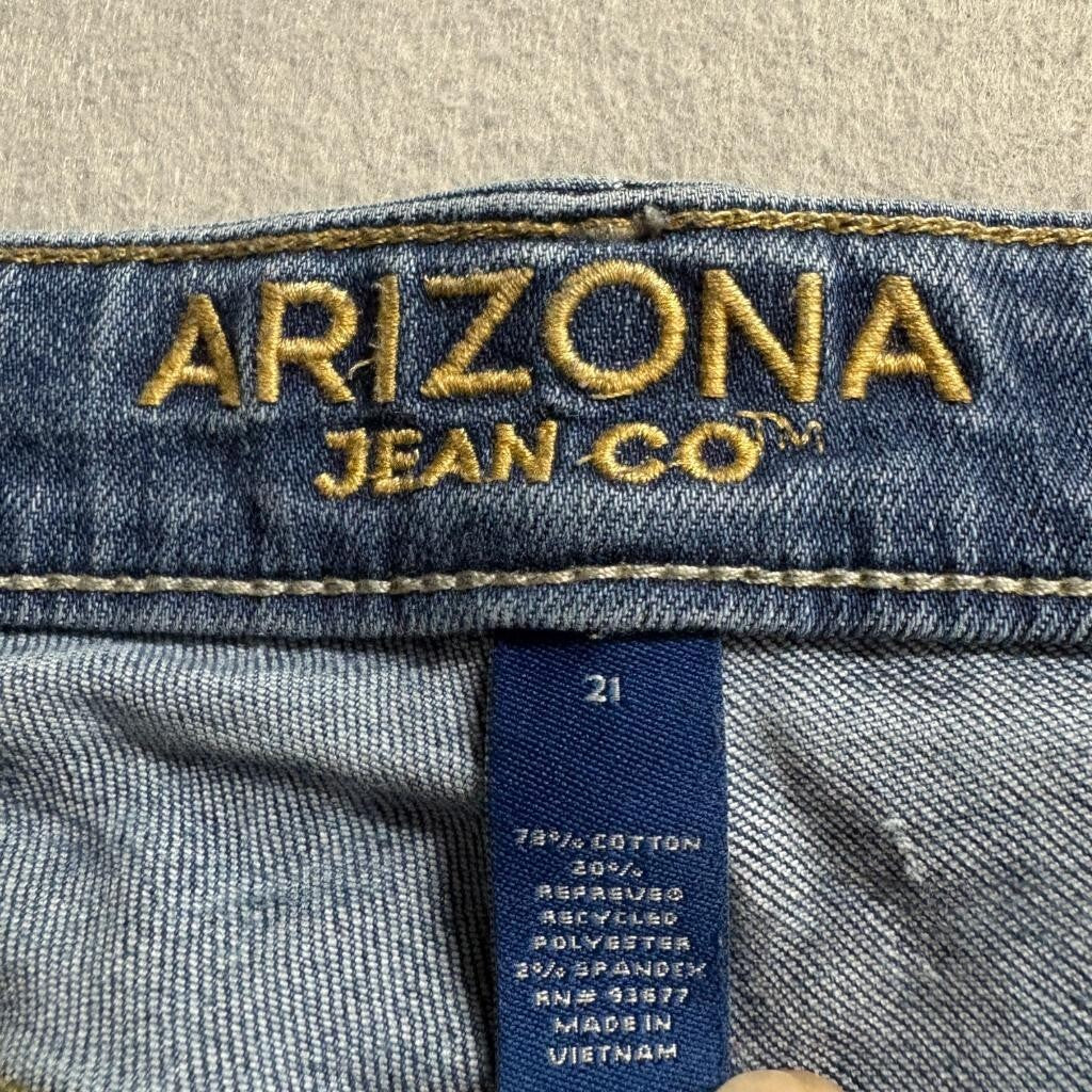 Arizona Jean Co Womens Bootcut Jeans Size 21 Mid Rise Blue Denim Stretch