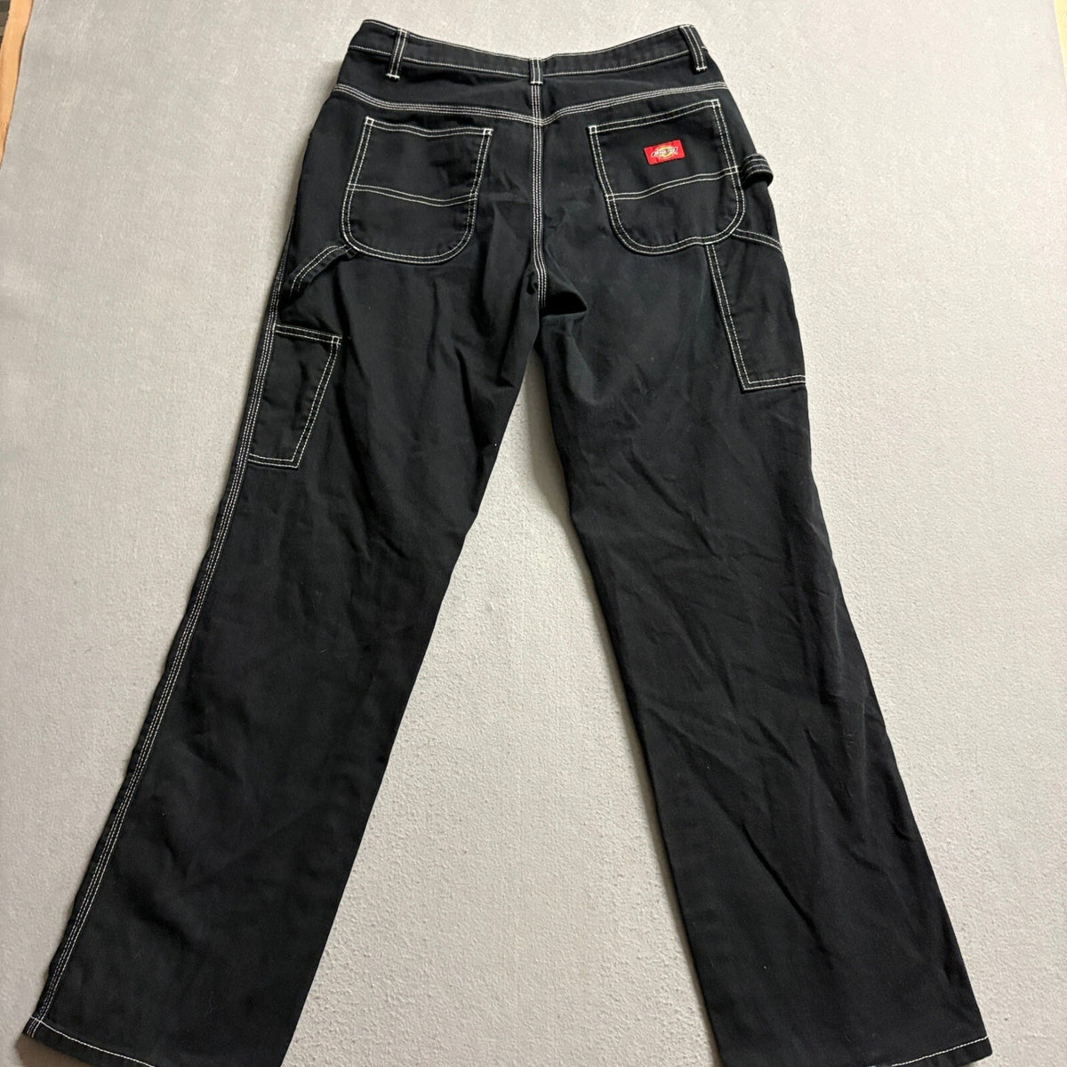 Dickies Girl Work Pants Size 7/28 Black Contrast Stitch Utility Carpenter Y2K
