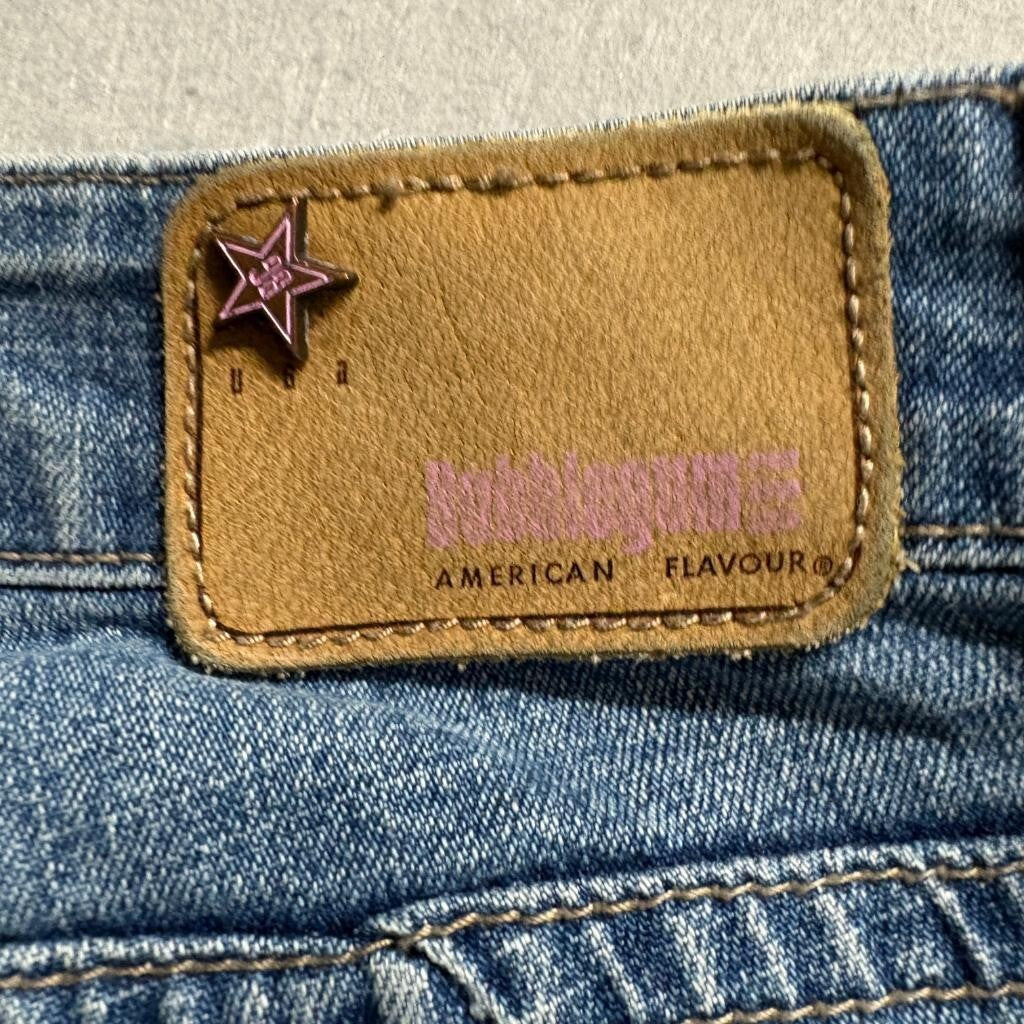 Bubblegum USA Vintage Flare Jeans Womens Size 3/4 Medium Wash Stretch Denim Y2K