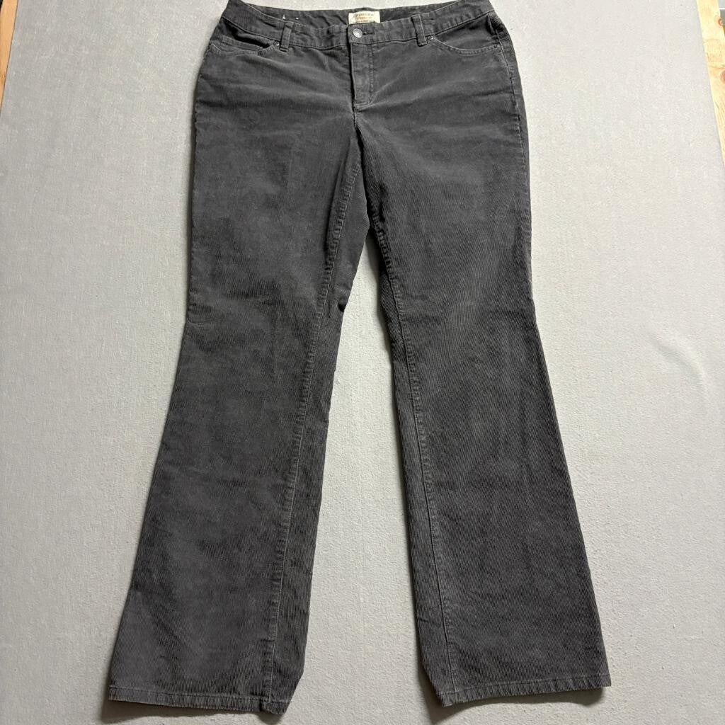 St Johns Bay Corduroy Pants Womens 14 Average Gray Secretly Slender Bootcut