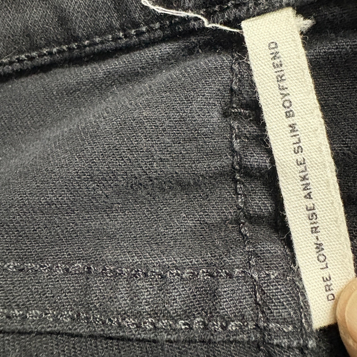Rag & Bone Dre Low-Rise Ankle Slim Boyfriend Jeans Black Size 32 Distressed Hem