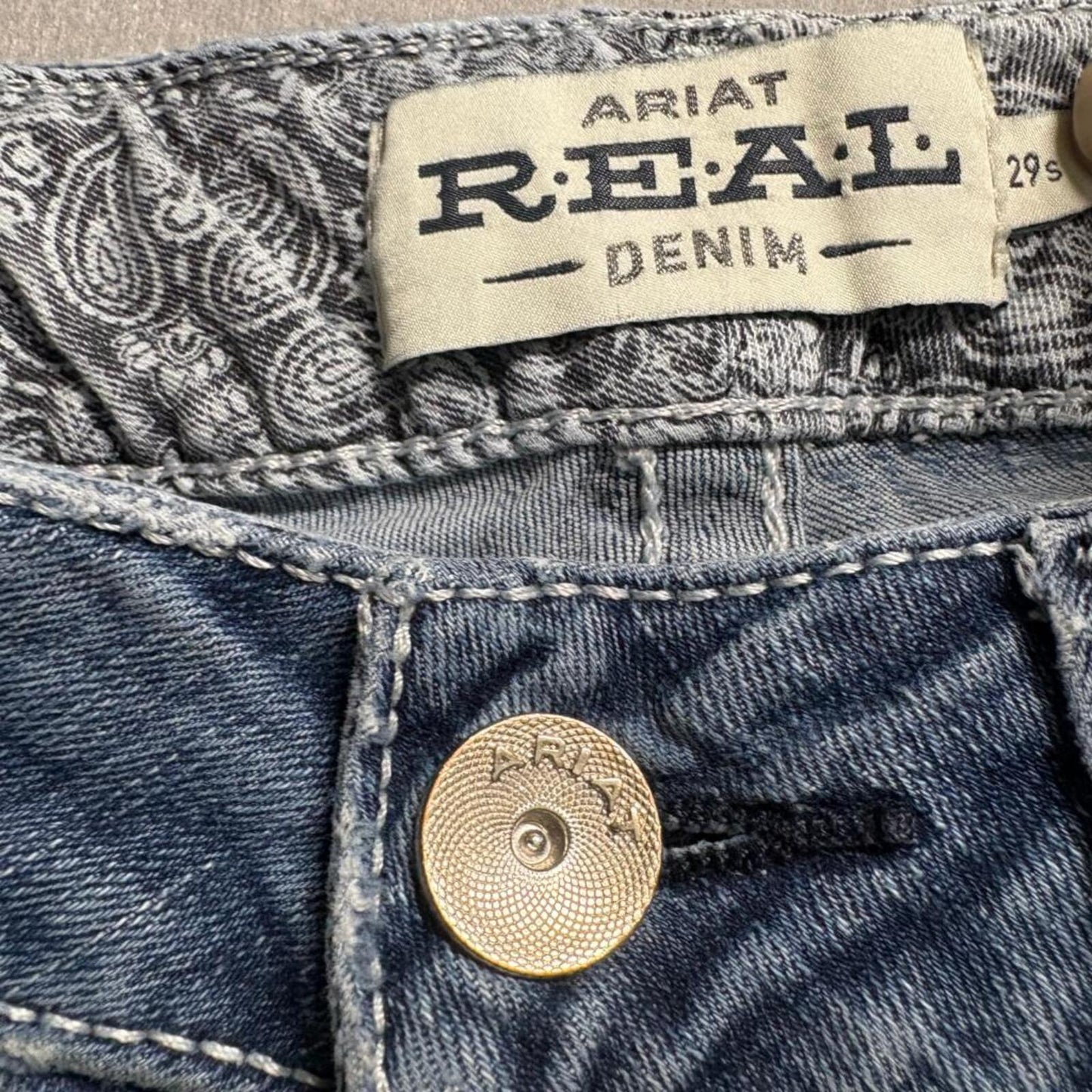 Ariat Real Denim Womens Jeans Size 29S Blue Bootcut Mid Rise Stretch Distressed