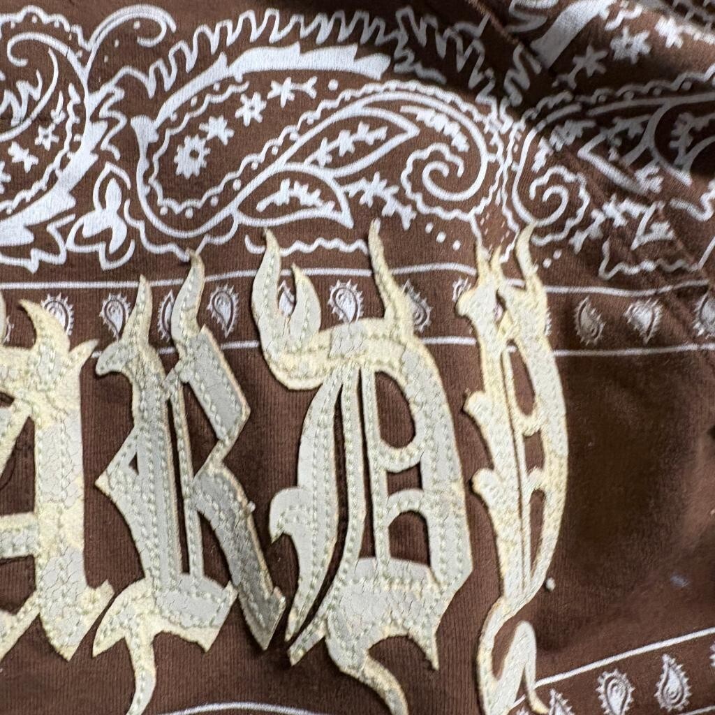 Ed Hardy Hoodie Womens Medium Brown Paisley Bandana Tiger Full Zip Sweatshirt