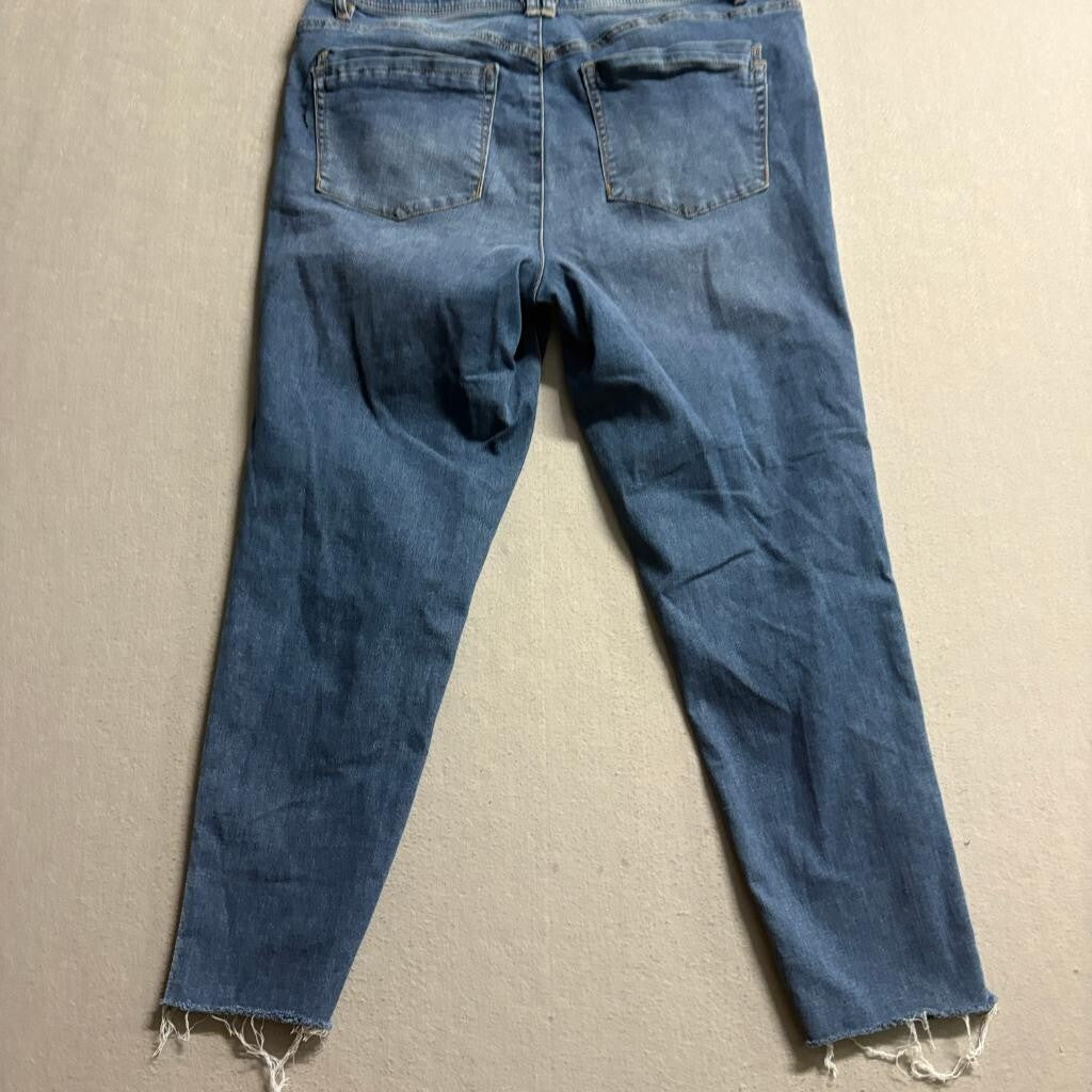 Democracy Ab Technology Jeans Womens 16 Blue Denim Stretch Raw Hem Crop
