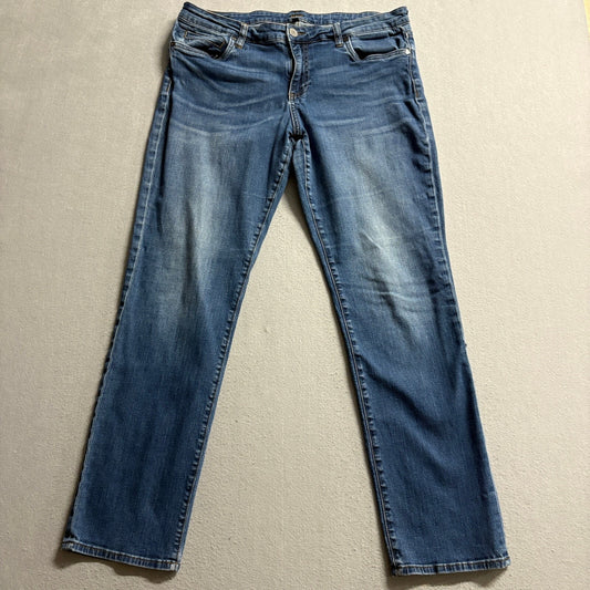 Kut from the Kloth Jeans Womens 14 Blue Denim Straight Leg Stretch SP094MJ6