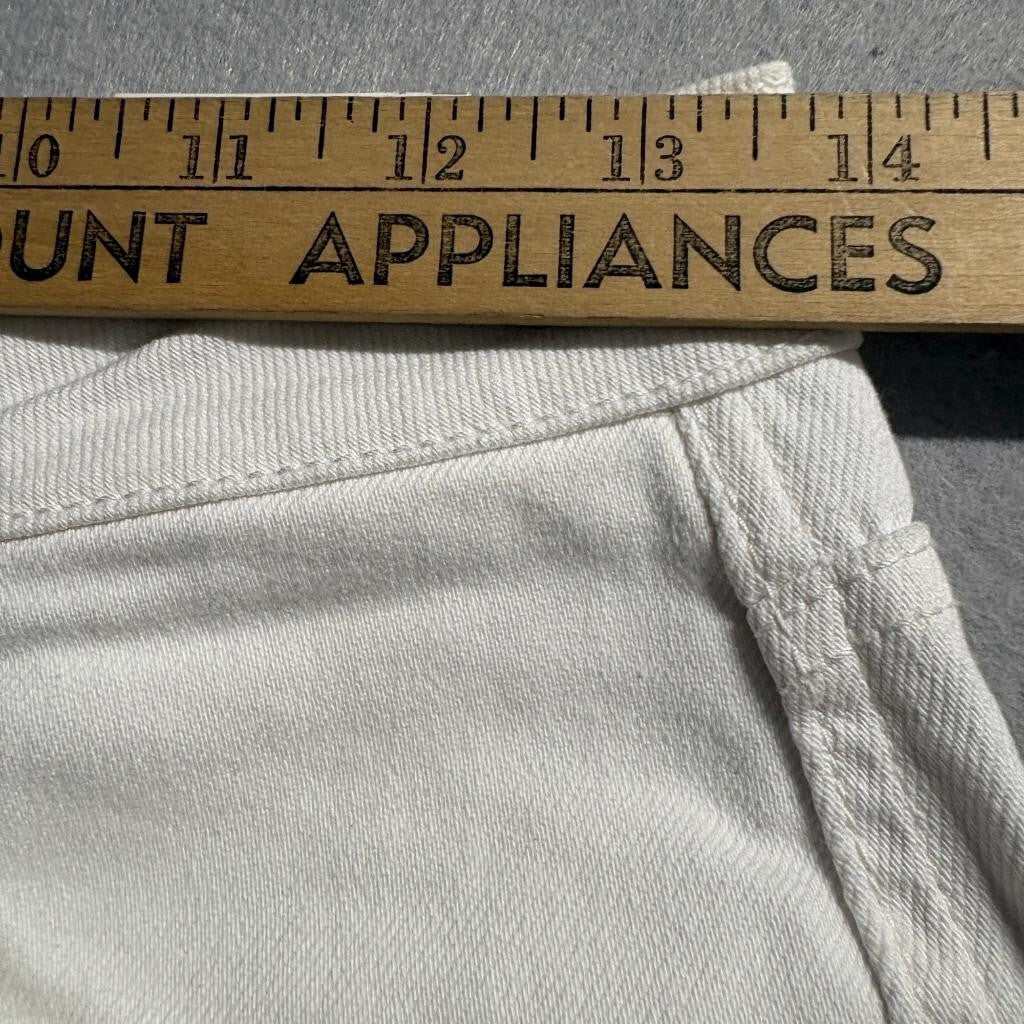 Zara Slim Flare Jeans Womens Size 6 White Denim Raw Hem High Rise Stretch
