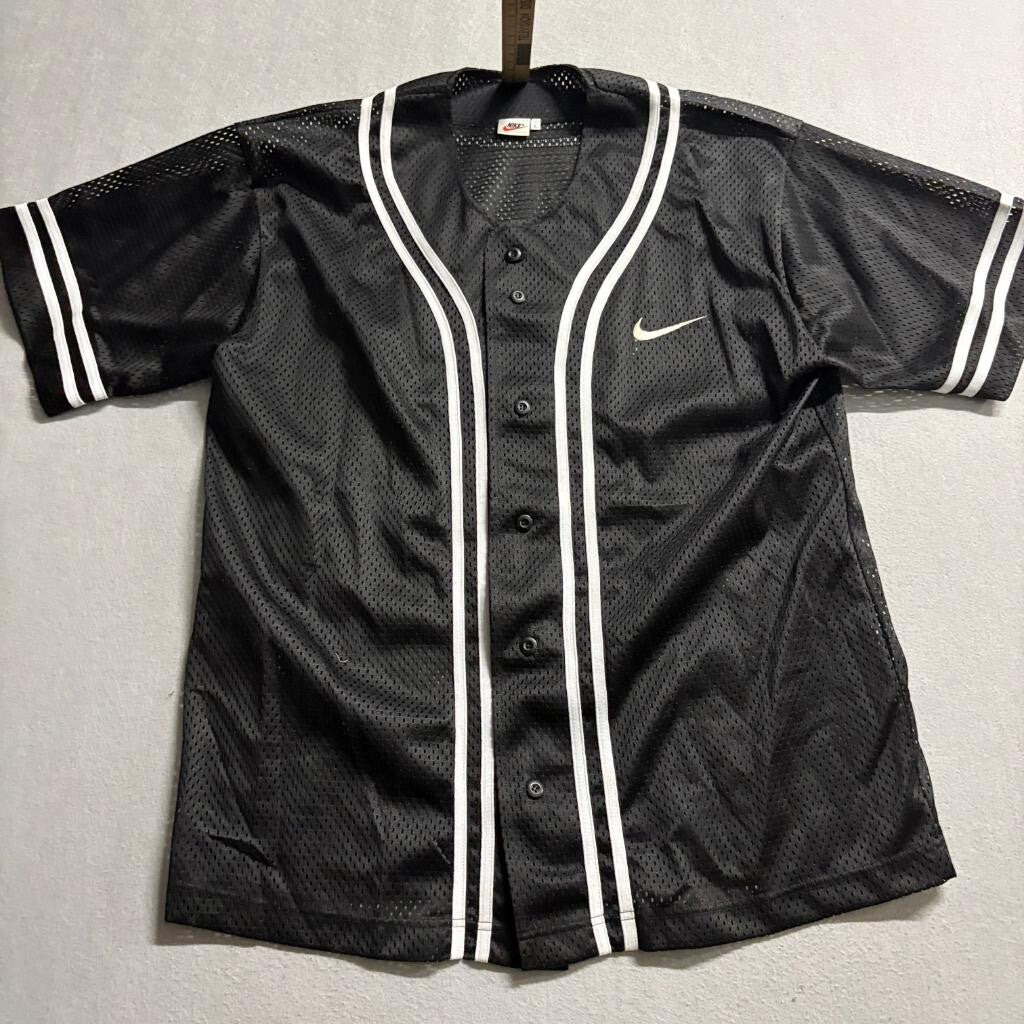 Vintage Nike Mesh Baseball Jersey and Shorts Set Mens Large Black White 90s Y2K