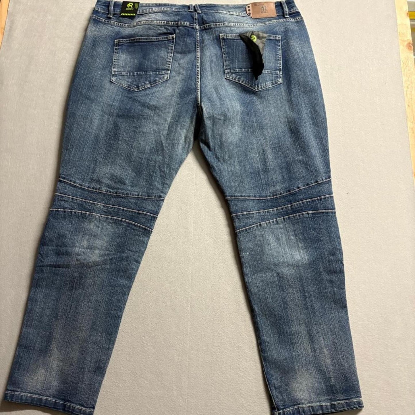 Refinery Republic Moto Jeans Mens 46 Blue Distressed Biker Slim Leg Denim