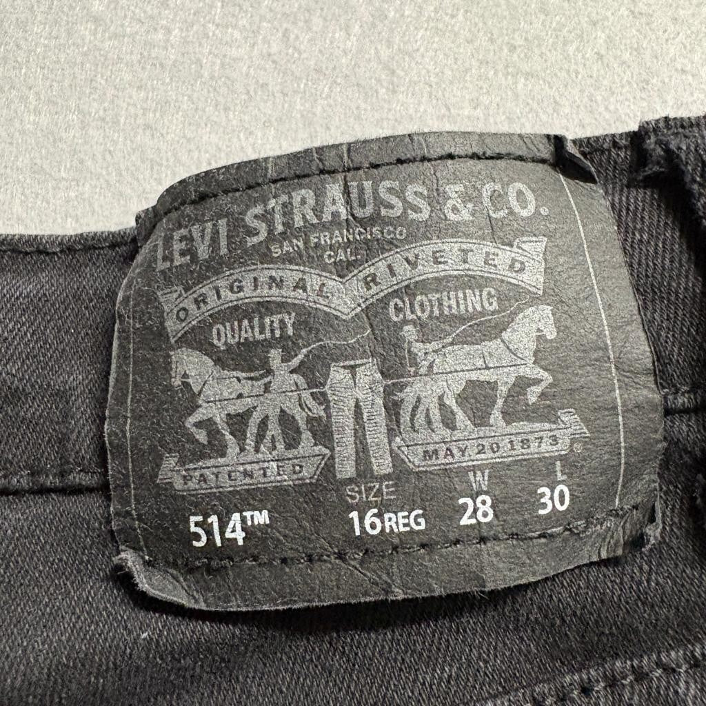 Levi's 514 Straight Leg Jeans Boys Size 16 Reg W28 L30 Black Performance Denim