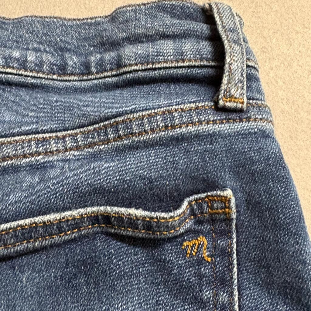 Madewell Mid-Rise Kick Out Jeans Womens 26P Blue Denim Raw Hem Stretch Crop