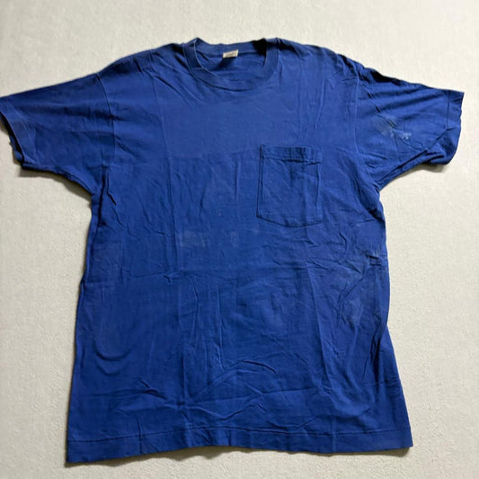 Vintage Fruit of the Loom Pocket T-Shirt Mens XL Blue Single Stitch Made in USA