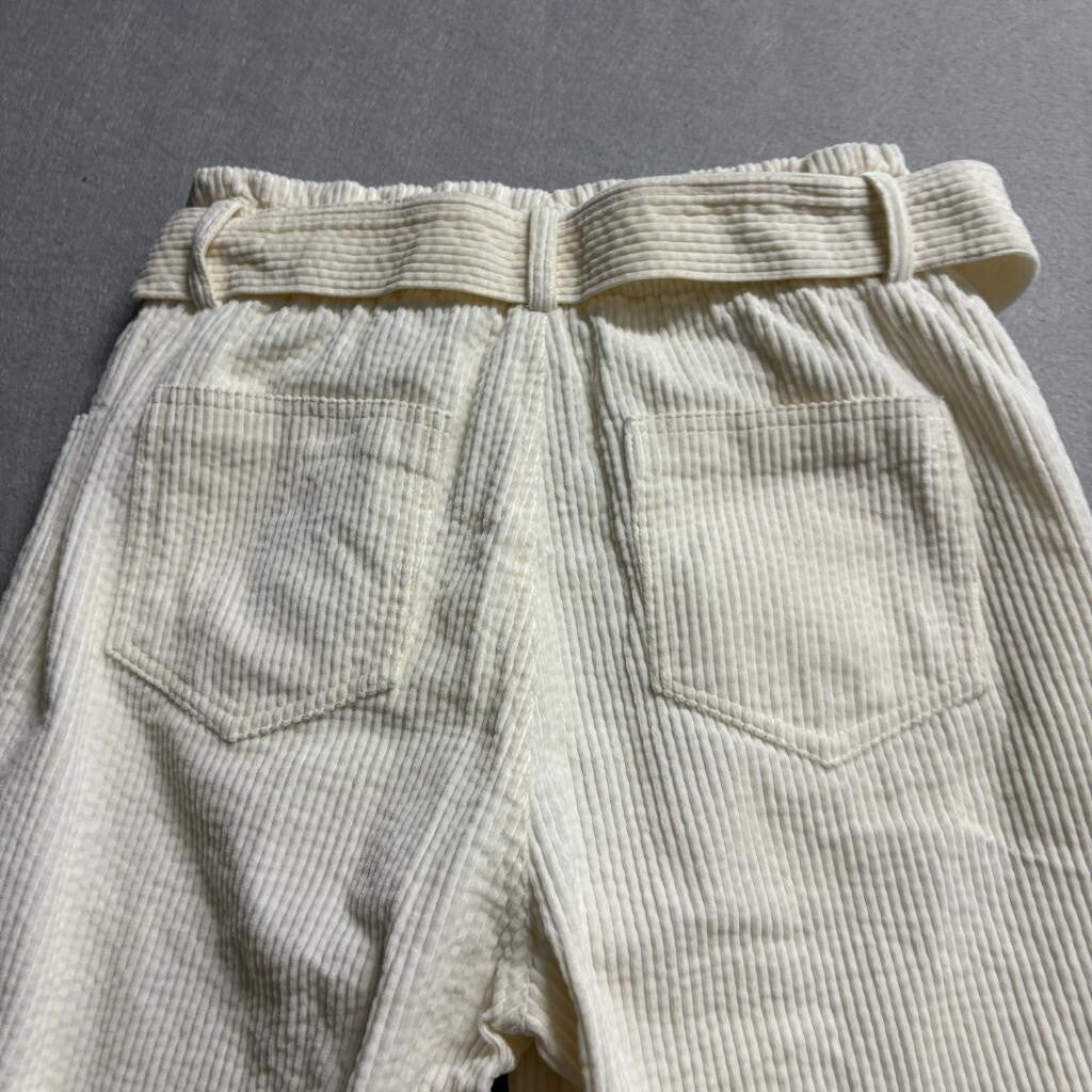 Moon River Corduroy Pants Womens Small Cream Ivory Belted Elastic Waist Cotton