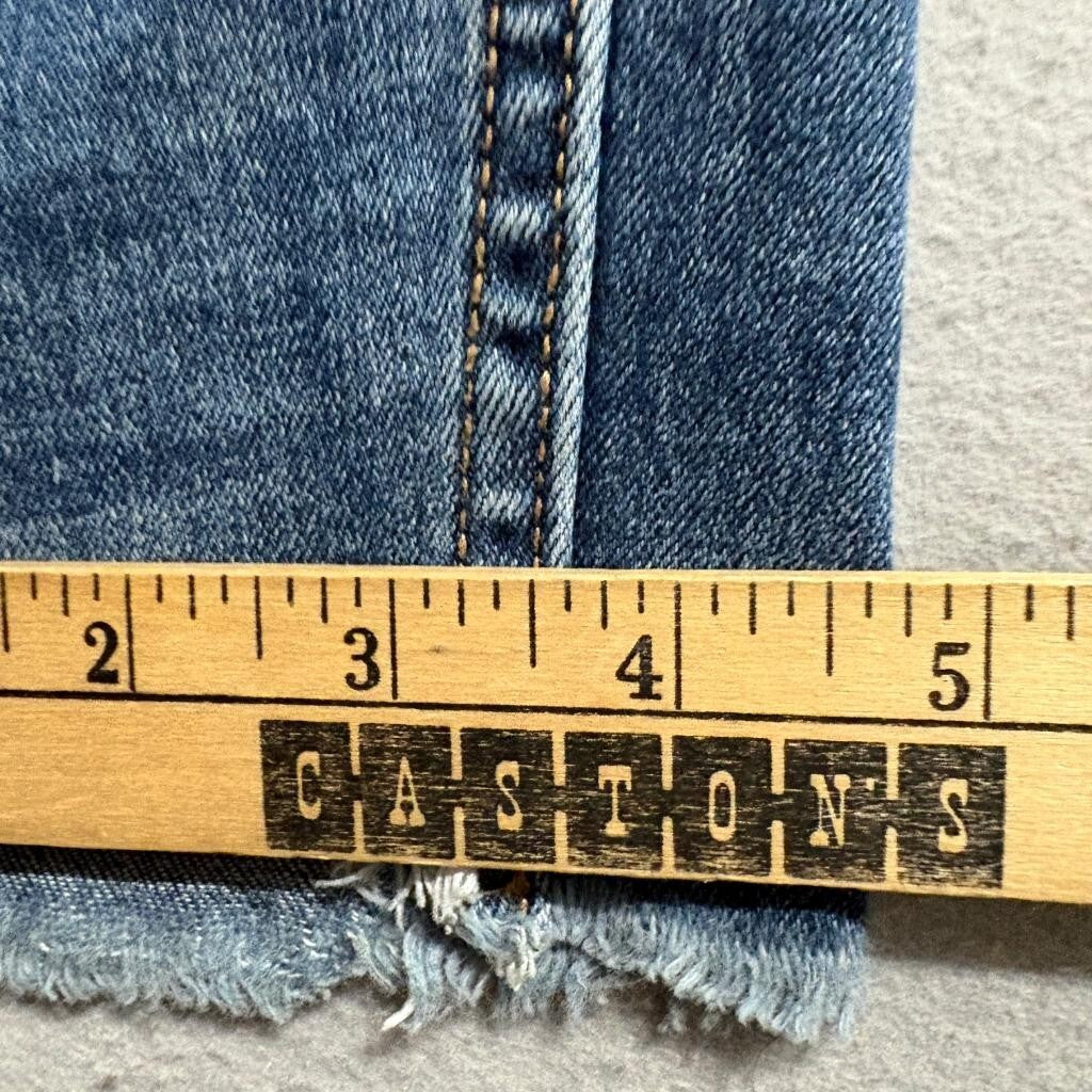 Free People Distressed Skinny Jeans Womens Size 24 Blue Denim Frayed Hem Crop