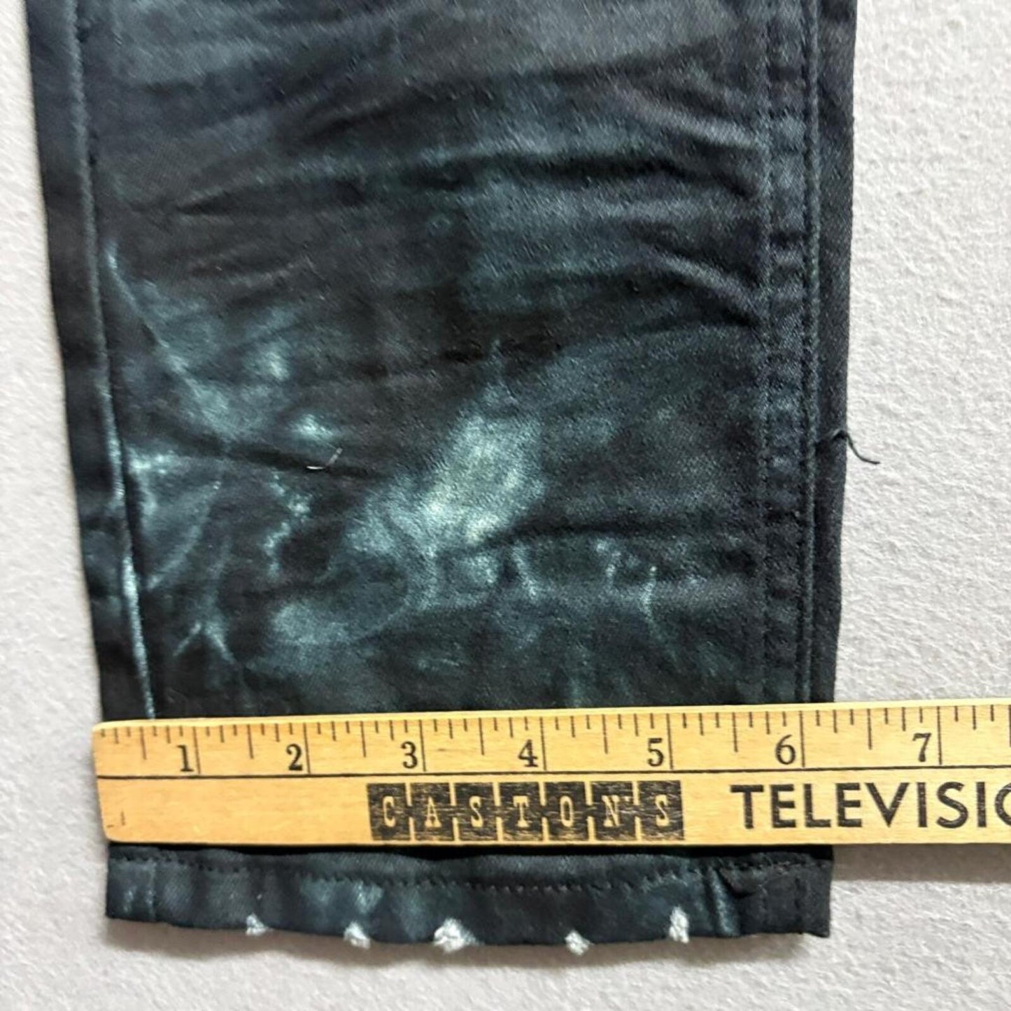 Rue21 Premium Supreme Flex Skinny Jeans Mens 30x32 Black Green Tie Dye Bleach