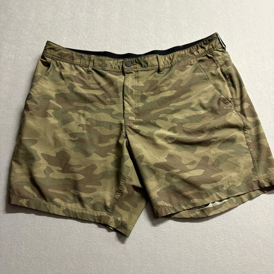 George Mens Camo Performance Utility Shorts Size 46 Green Camouflage Stretch