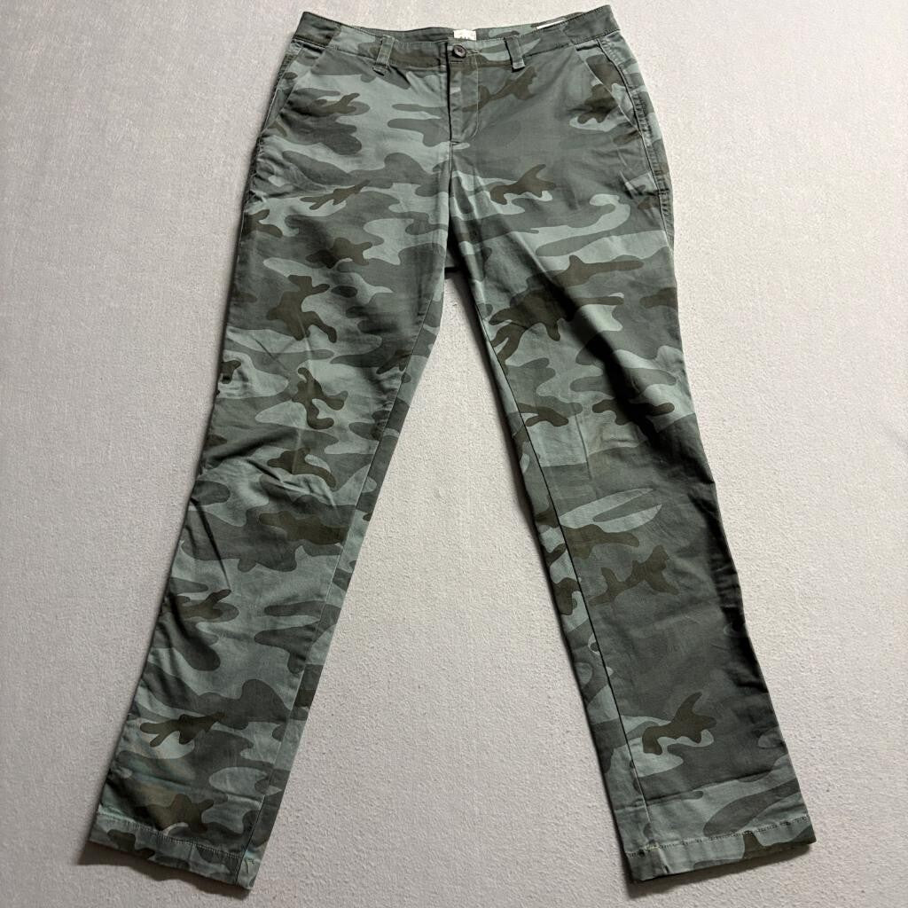 Gap Girlfriend Khaki Pants Womens Size 0 Camo Green Stretch Cotton Chino
