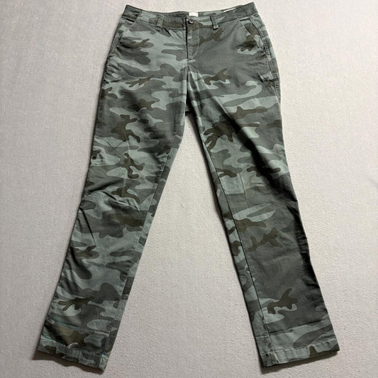Gap Girlfriend Khaki Pants Womens Size 0 Camo Green Stretch Cotton Chino