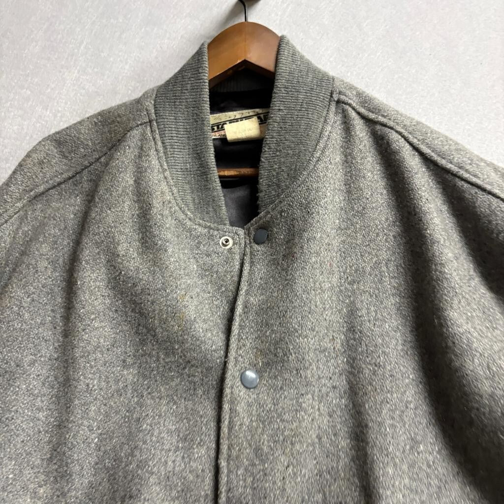 Vintage Starwears Jackie Thomas Show Varsity Jacket Mens XL Gray Wool Yellow