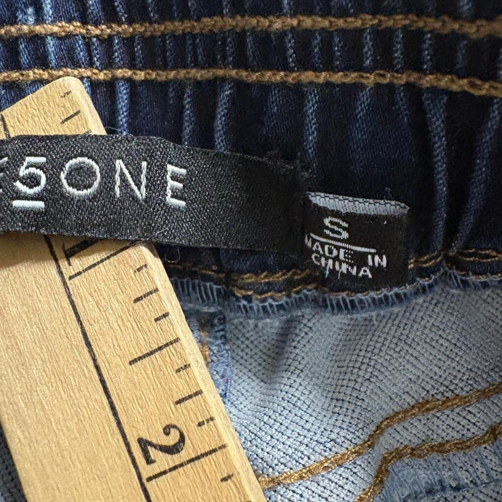 One 5 One Denim Joggers Womens Small Blue Elastic Drawstring Waist Stretch Jeans