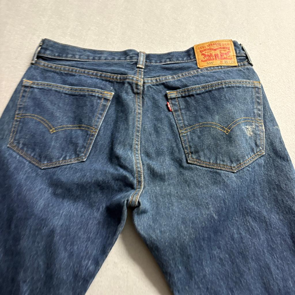 Levis 505 Regular Fit Distressed Jeans Mens 36x29 Blue Denim Heavy Destroyed
