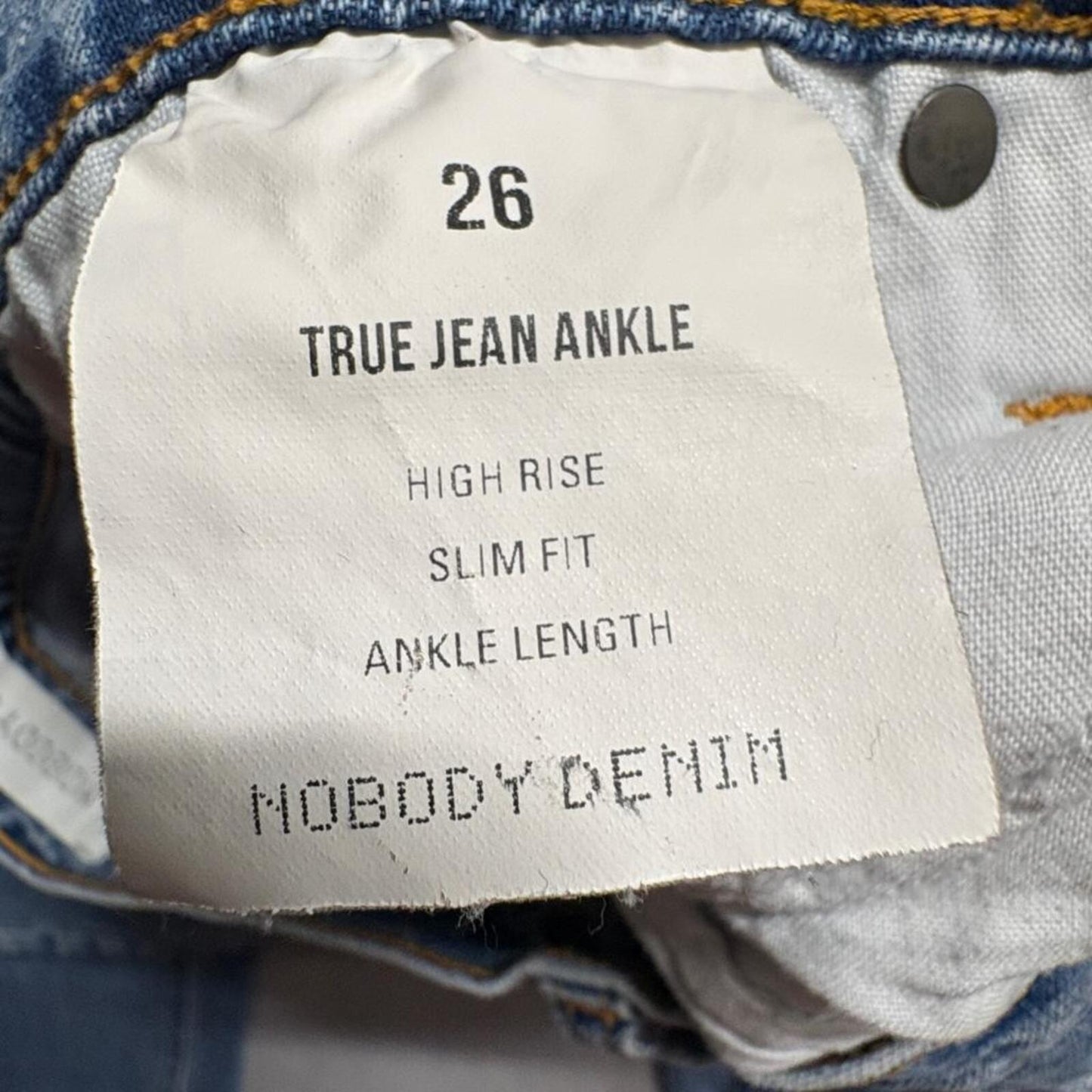 Nobody Denim True Jean Ankle Jeans Womens 26 High Rise Slim Blue Crop Australia