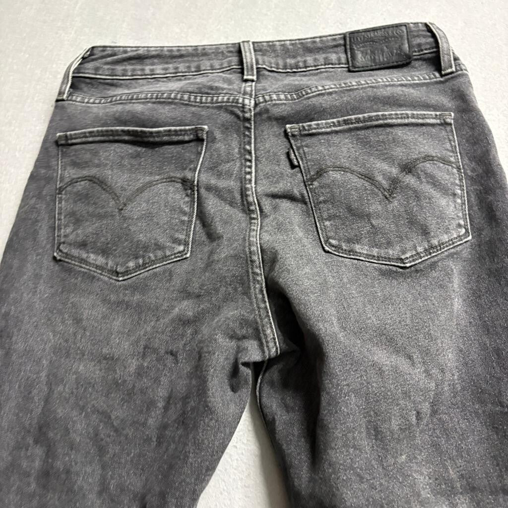 Levis 721 High Rise Skinny Jeans Womens 30 Distressed Ripped Knees Gray Denim