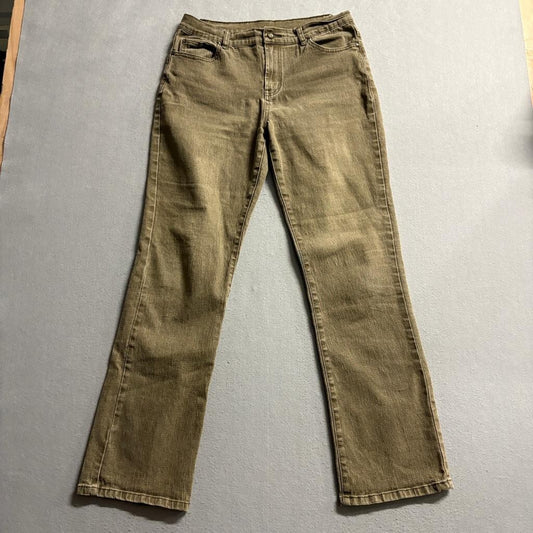DG2 by Diane Gilman Jeans Womens 6 Brown Denim Embellished Straight Leg Stretch