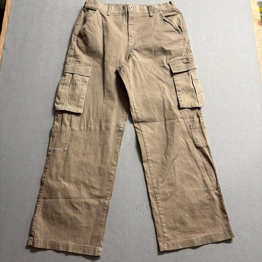Orange Kiss Essentials Cargo Pants Womens XL Brown Cotton Stretch Wide Leg