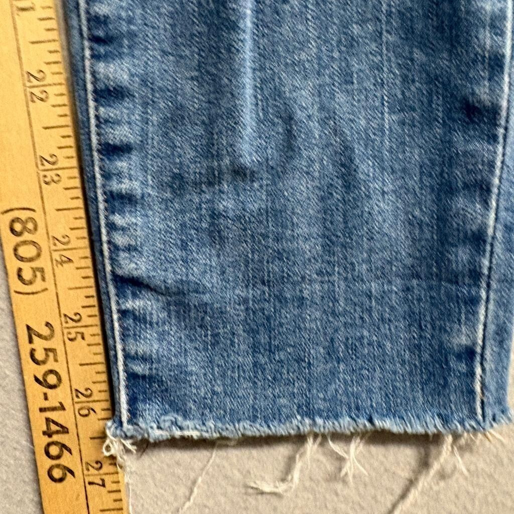 Madewell 9 Inch Mid Rise Skinny Jeans Womens 25 Distressed Raw Hem Blue Denim