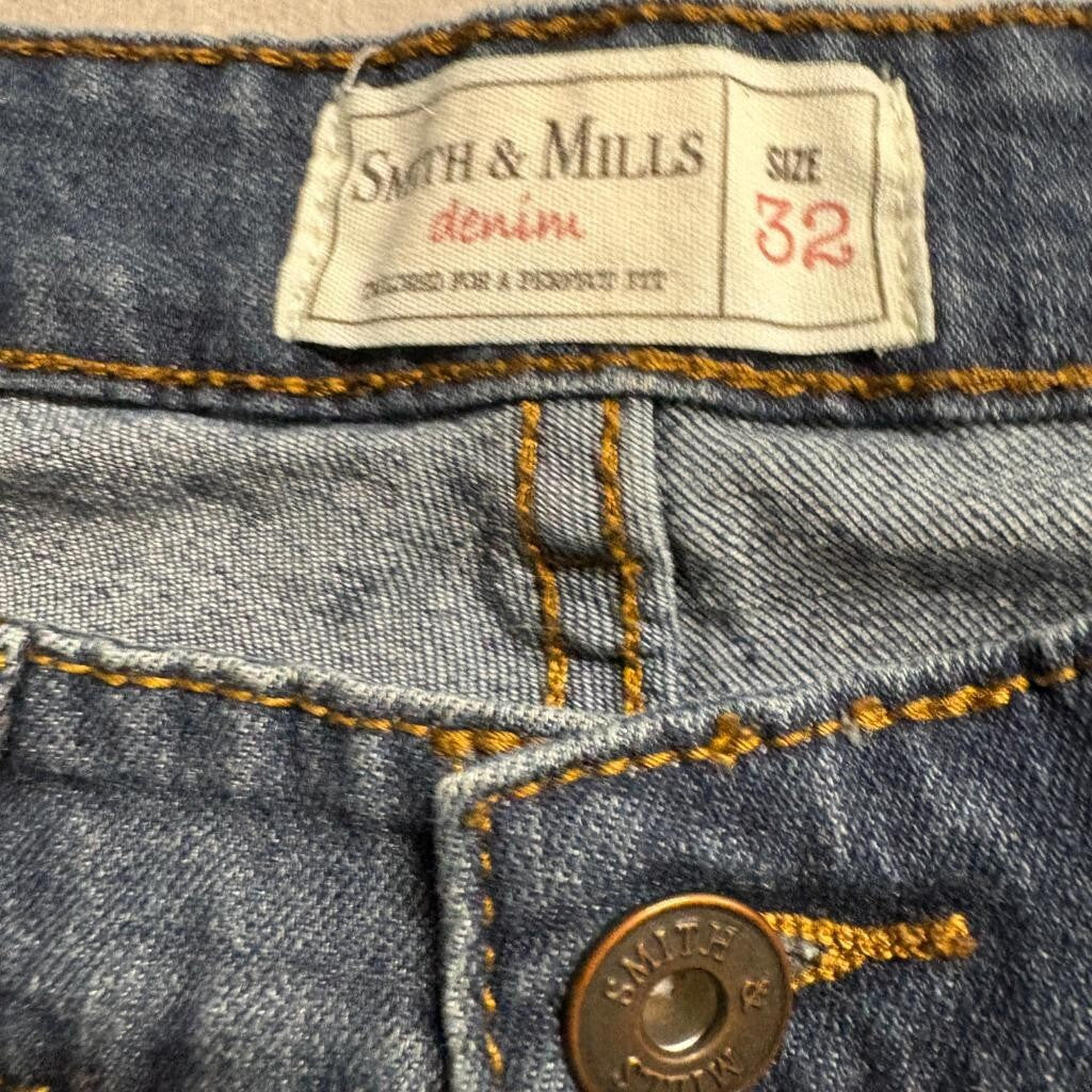 Smith & Mills Denim Mens Jeans 32x32 Blue Stretch Straight Leg Cotton Blend
