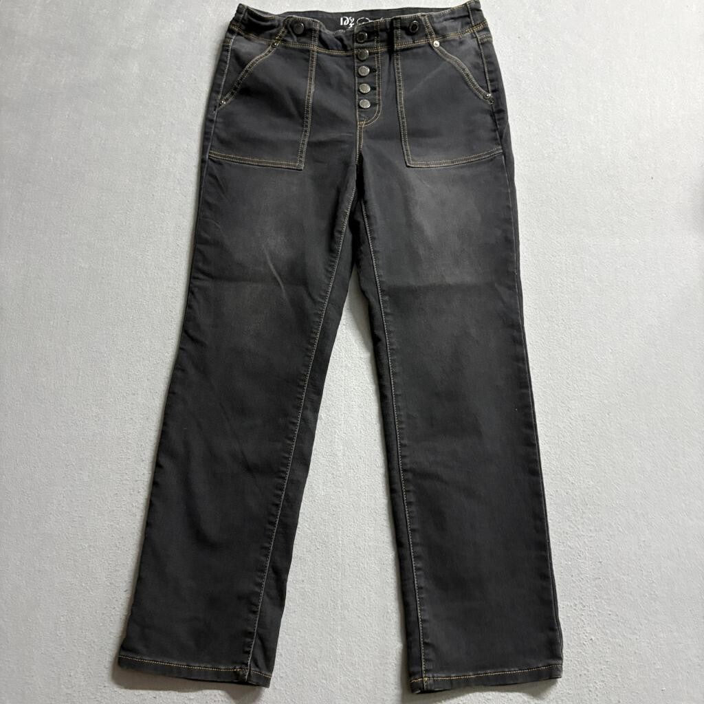 Diane Gilman DG2 Virtual Stretch Jeans Womens 10 Gray Button Fly Straight Leg