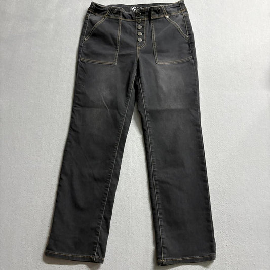 Diane Gilman DG2 Virtual Stretch Jeans Womens 10 Gray Button Fly Straight Leg