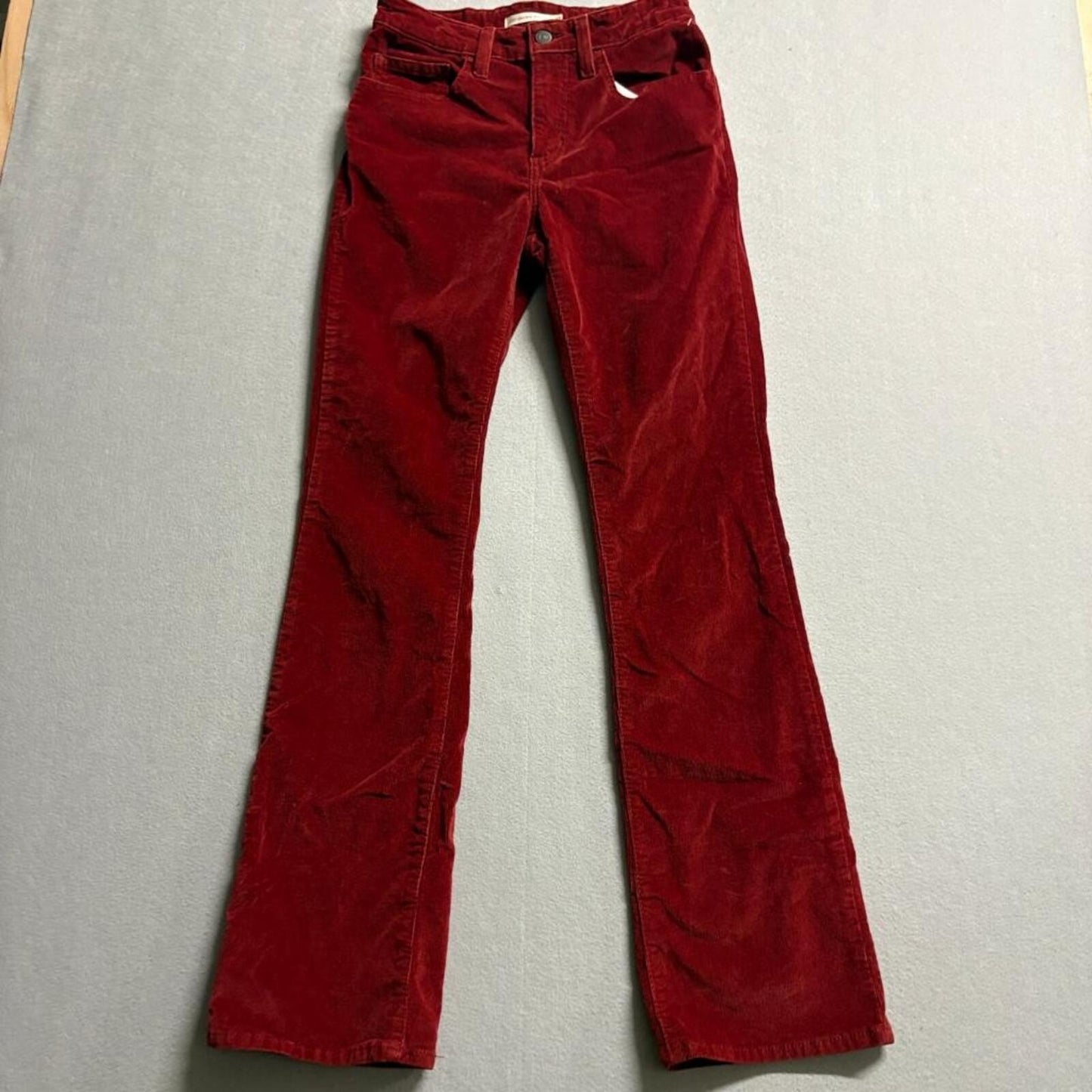 Levis 725 High Rise Bootcut Corduroy Pants Womens 27x32 Red Velvet Ribbed Jeans