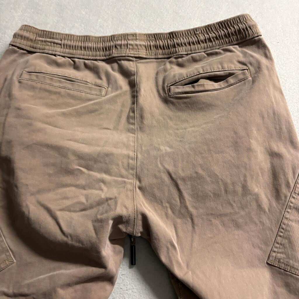 Across The Pond Signature Line Mens Medium Brown Cargo Jogger Pants Stretch