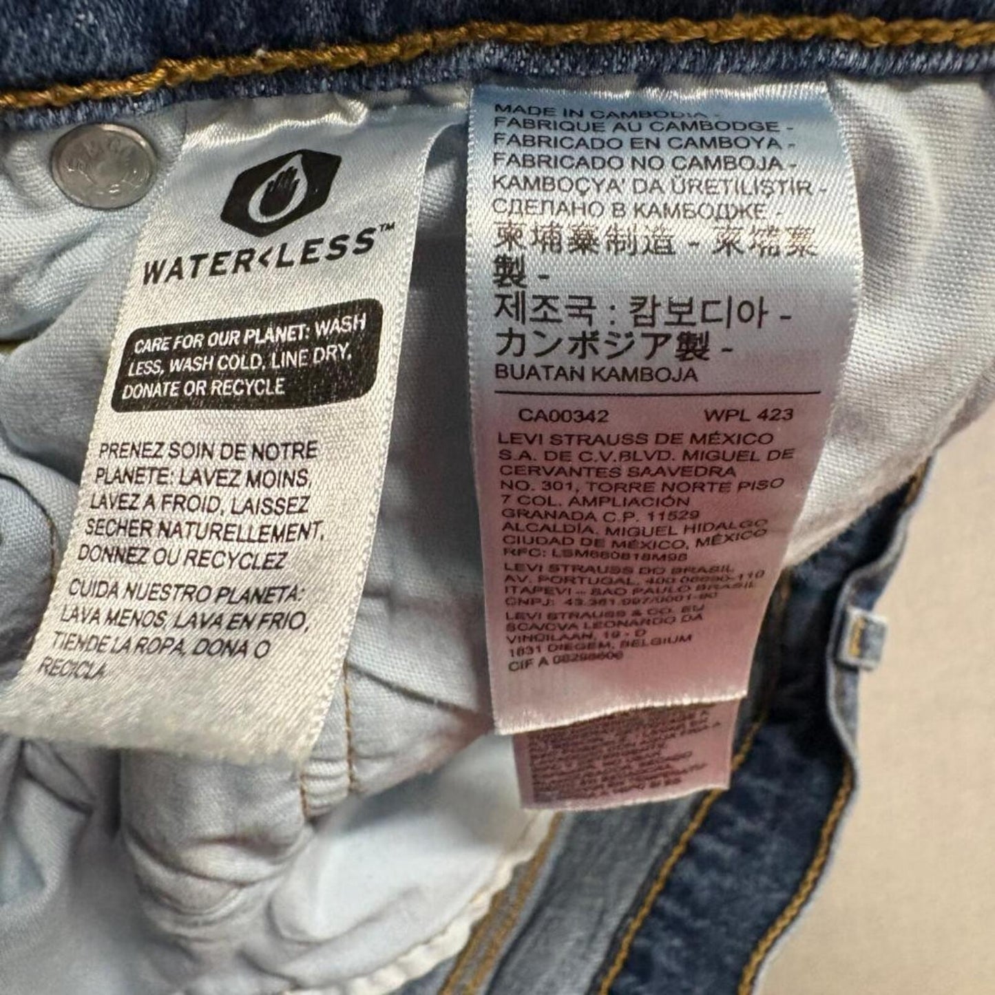 Levis 501 Original Fit Jeans Mens W29 L28 Blue Denim Button Fly Waterless
