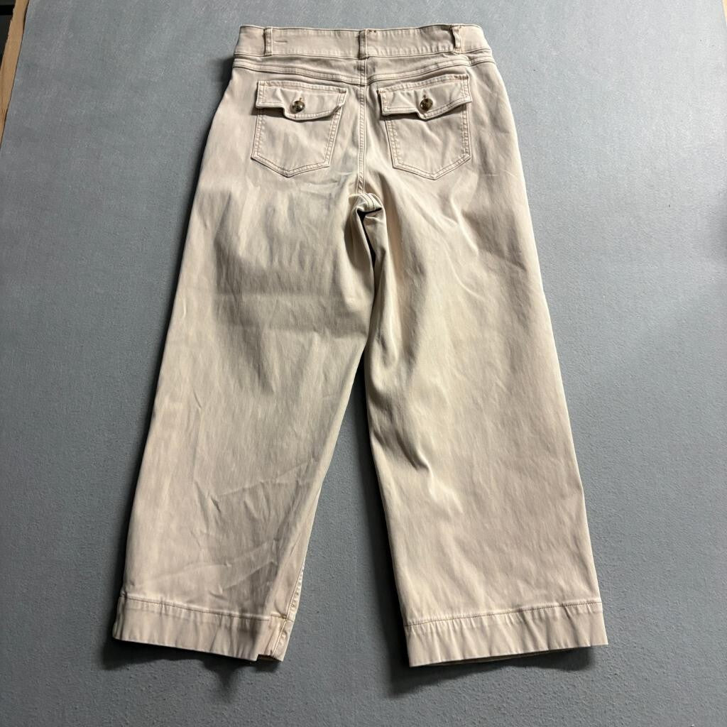 Spanx Crop Wide Leg Pants Womens XL Beige Cotton Blend Stretch Pull On