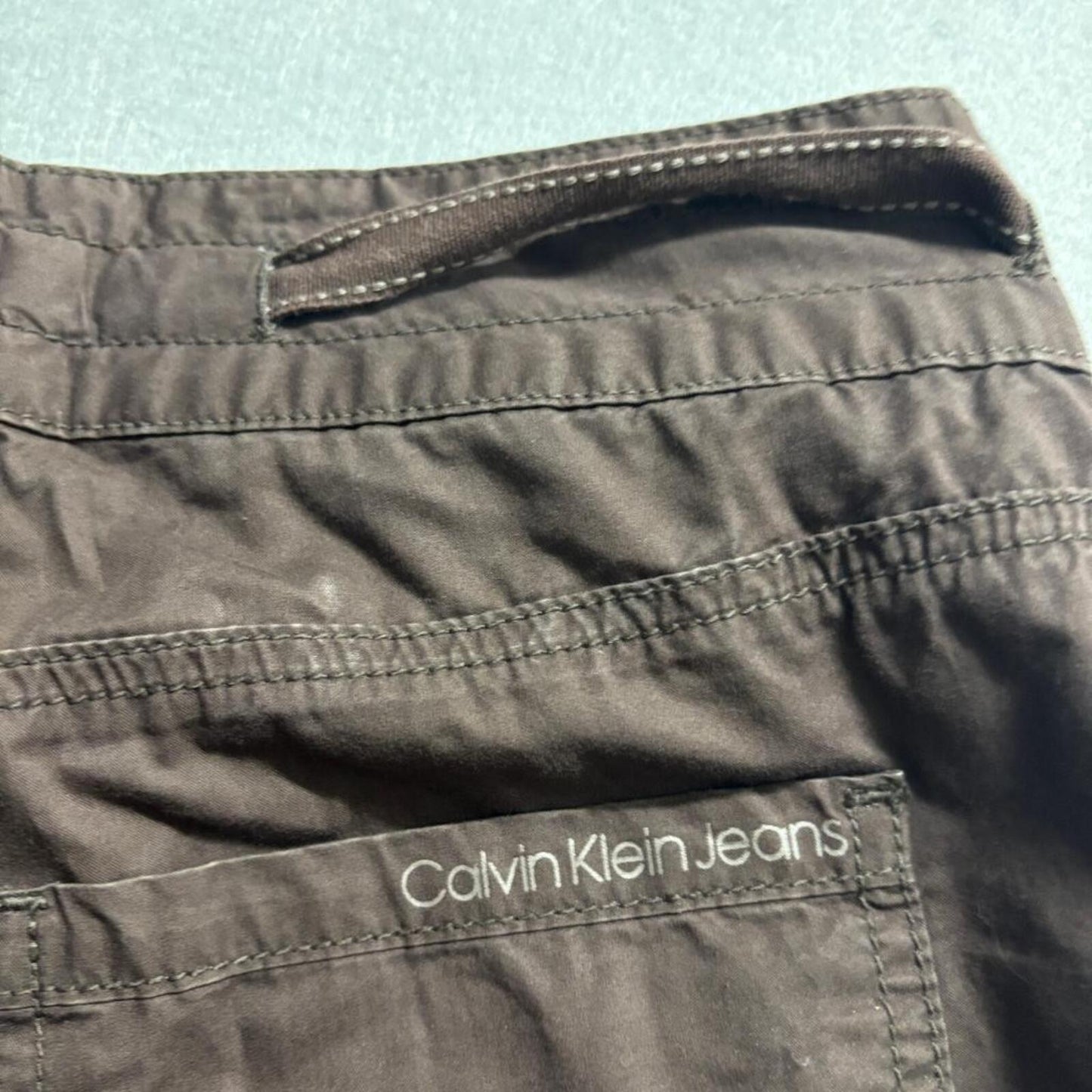 Calvin Klein Jeans Womens 8 Brown Cotton Cargo Capri Pants Drawstring Utility