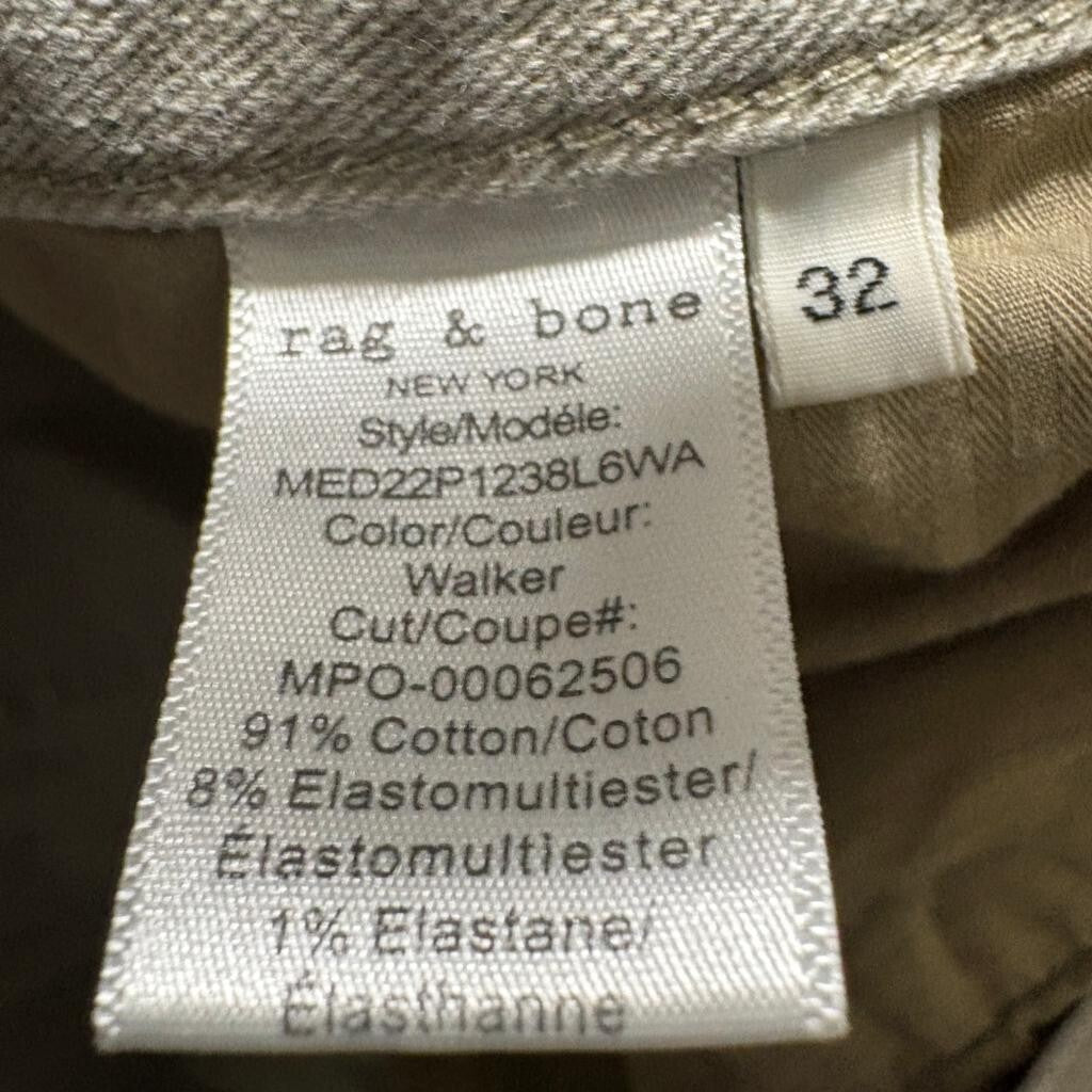 Rag & Bone Walker Slim Straight Jeans Mens 32 Beige Khaki Stretch Denim Pants