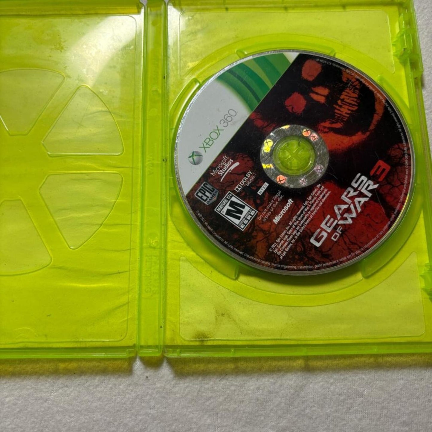 Gears of War 3 Microsoft Xbox 360 Game Disc Case Heavily Scratched Read