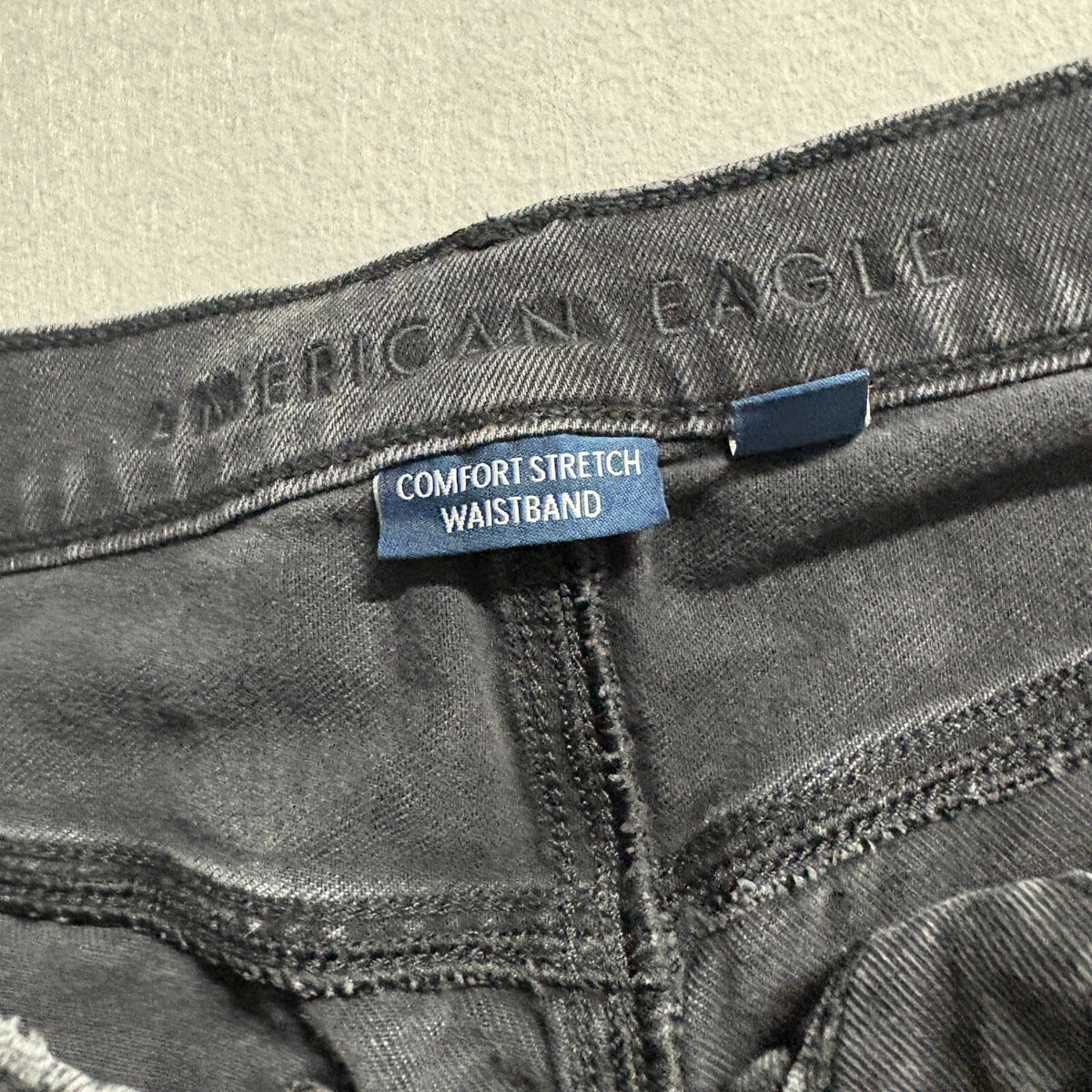 American Eagle Distressed Flare Jeans Womens 12 Long Black Comfort Stretch