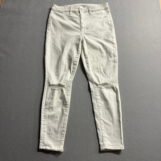 American Eagle Super Stretch Skinny Jeans Womens 12 Regular White Distressed