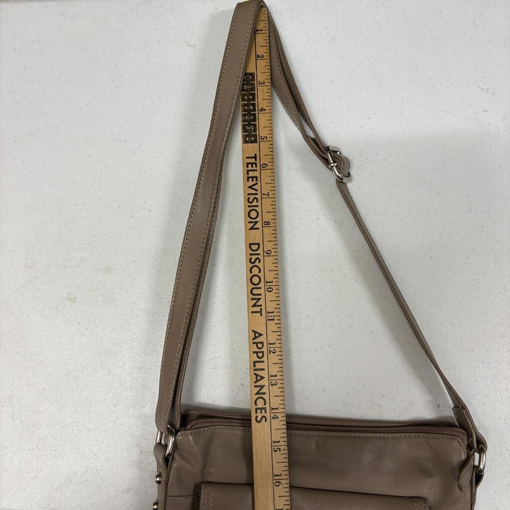 Giani Bernini Taupe Leather Crossbody Bag Womens Medium Shoulder Purse