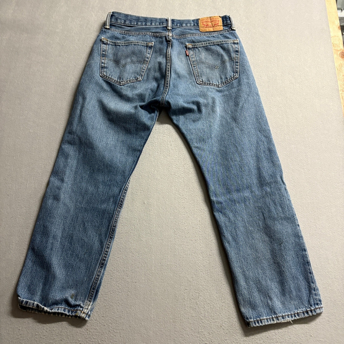 Levi's 505 Regular Fit Jeans Mens 34x29 Medium Wash Blue Denim Straight Leg